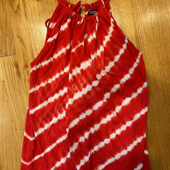 NWOT Chaps Red and White Tie-Dye Halter Top Sz L - Picture 1 of 1